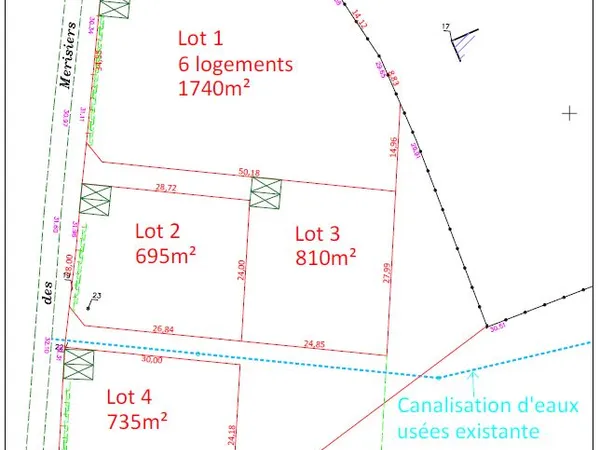 Terrain en individuel 1740 m²