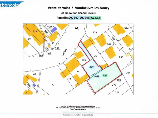 Terrain à bâtir à Vandoeuvre, mis en vente jusqu'au dimanche 18 oct 2026