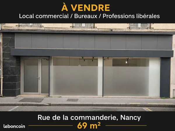 A Vendre - Local commercial 69 m² - Refait à Neuf - Rue de la Commanderie - Nancy