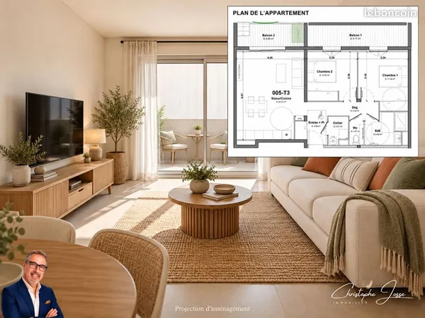 Appartement 3 pièces 62 m²