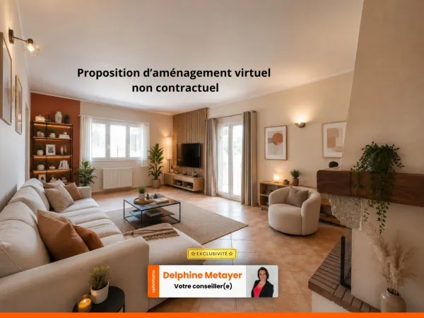 Maison de plain-pied avec piscine et grand terrain arboré