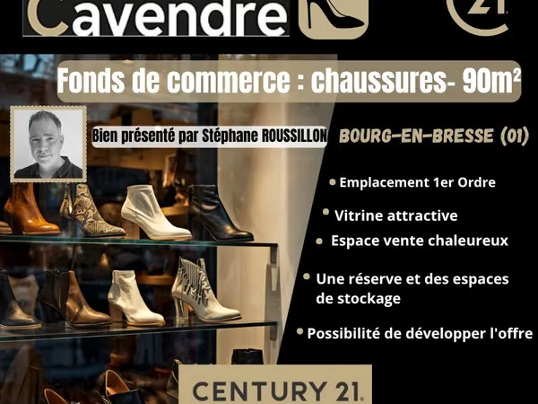 Chaussures, fonds de commerce 90 m² BOURG EN BRESSE