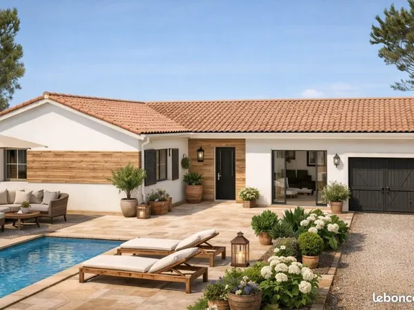 Maison contemporaine en L de 100 m² avec terrain viabilisé de 630 m² à Catllar (66500) - 3 chambres 
