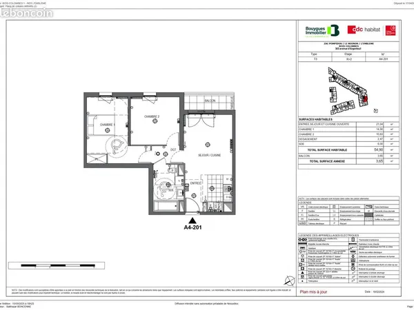 Appartement 3 pièces 55 m²