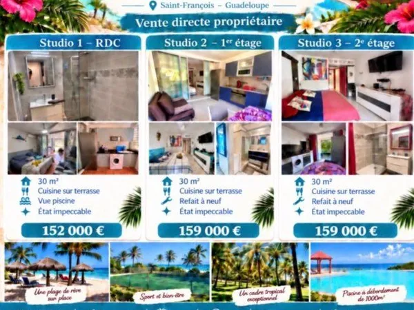 Particulier 3 Appartements à l'Anse des rochers à Vendre