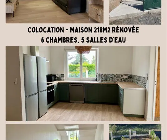 Colocation 6 chambres - Maison rénovée 218 m² - 450 CC