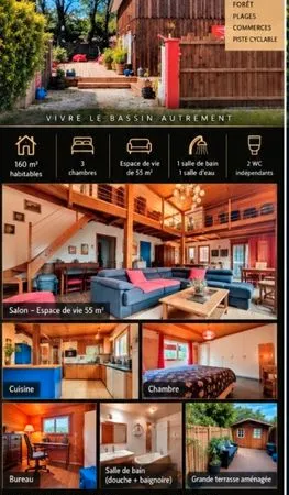 Location a l'année maison bois 6 P 3 ch Bassin Arcachon Nord