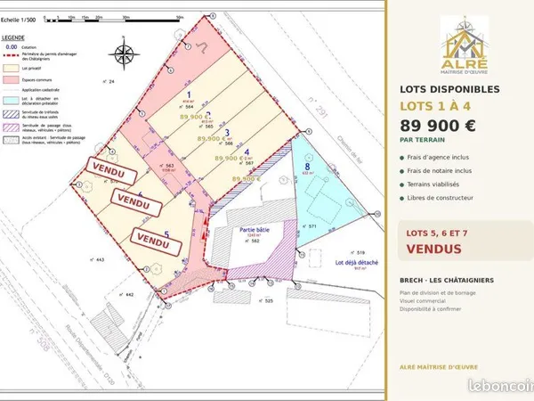 Terrain viabilisé + projet de maison à brech - à partir de 254 900