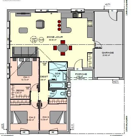 Projet de construction d'une maison 97.59 m² avec terrain à VILLEDOUX (17)