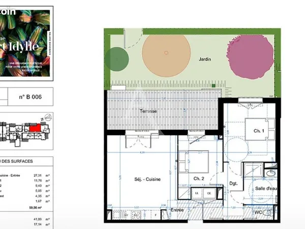 Appartement 3 pièces 62 m²
