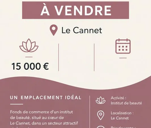 Institut de beauté à vendre - Le Cannet - 2 cabines - 15 000