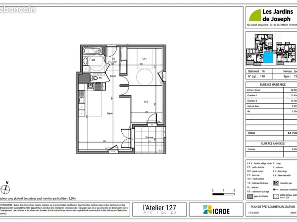 Appartement 3 pièces 62 m² + terrasse - Clermont-Ferrand