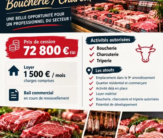Boucherie, charcuterie 50 m² Paris