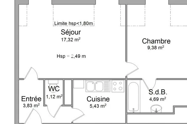 Appartement 2 pièces 42 m²