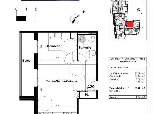 Appartement 1 pièce 47 m²