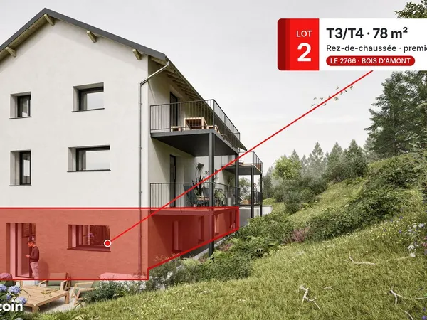 T3/T4 de 78m² à aménager, terrasse, parking, garage - Bois d'Amont