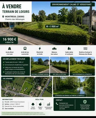 🌳 Terrain de 1000 m2