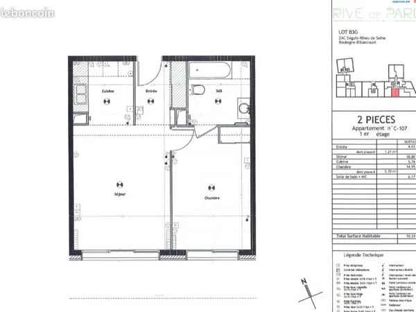 Appartement 2 pièces 50 m²