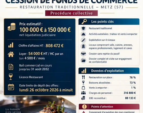 Fonds de commerce, restaurant METZ