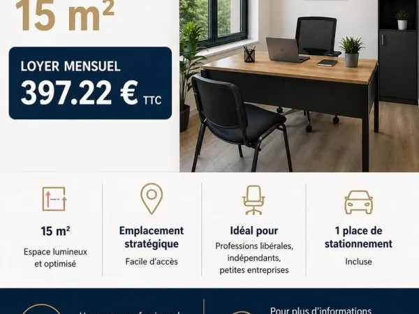 À LOUER BUREAU 15 m2 AVEC STATIONNEMENT