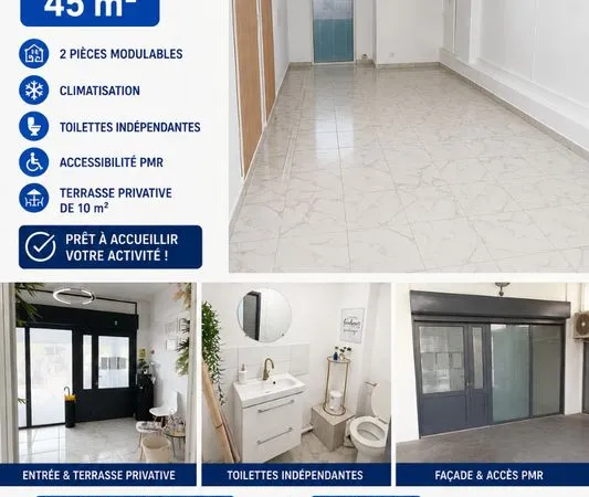 Local professionnel aménagé 45 m² Saint-Denis Centre-ville