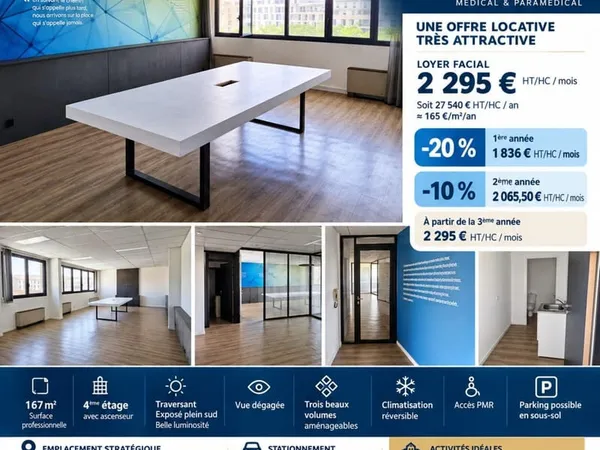 PLATEAU DE BUREAUX 167 M² À LOUER - AIX-EN-PROVENCE Proximité centre-ville - Immeuble tertiaire et m