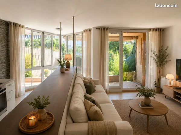 T3 lumineux avec jardin ,terrasse ,parking Euromed 2