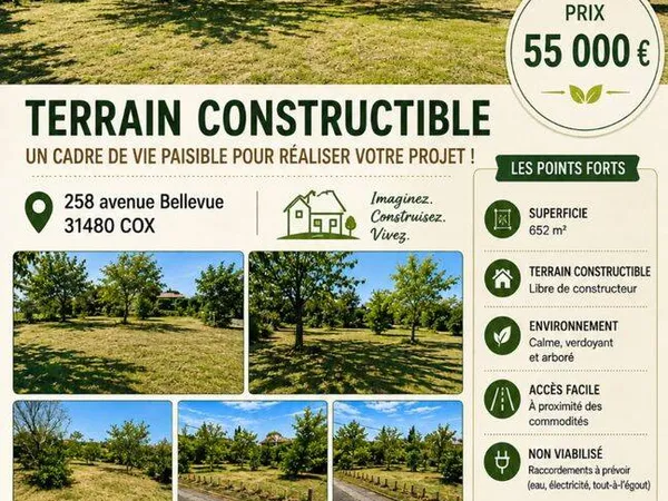 Terrain 652 m²