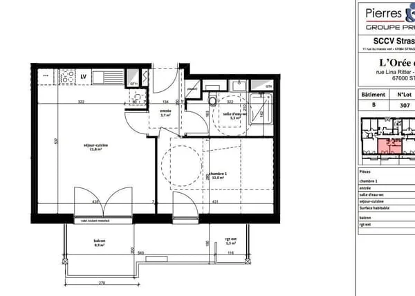 Appartement 2 pièces 43 m²