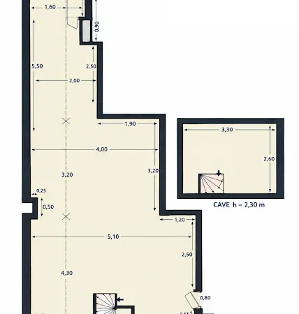 Bureaux 1 pièce 44 m²