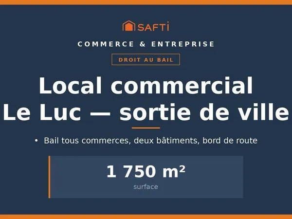 Droit au bail 1 750 m², Le Luc, tous commerces