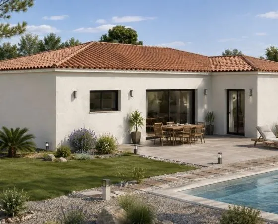 Maison neuve en L de 100 m² avec suite parent...