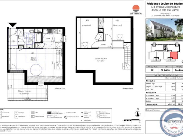 Duplex en vente pour petite famille à La Ville-Aux-Dames
