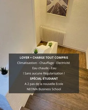 Studio meublé, Sans surprise Tout Confort Étudiant - EDF & chauffage & Clim & eau chaude comprise A 