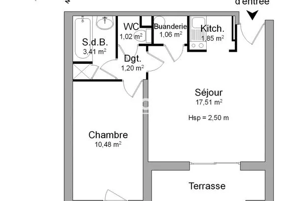 Appartement 2 pièces 37 m²