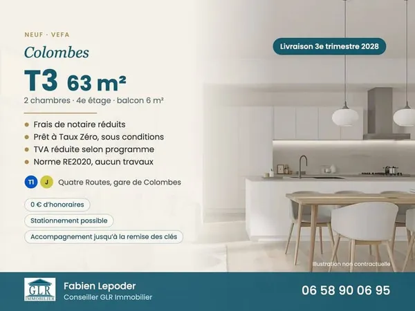 Appartement 3 pièces 63 m²