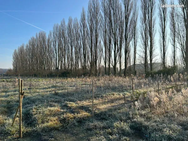 Terrain viabilisé à Mérignies de 758 m2 - Exposition sud - Vue étang