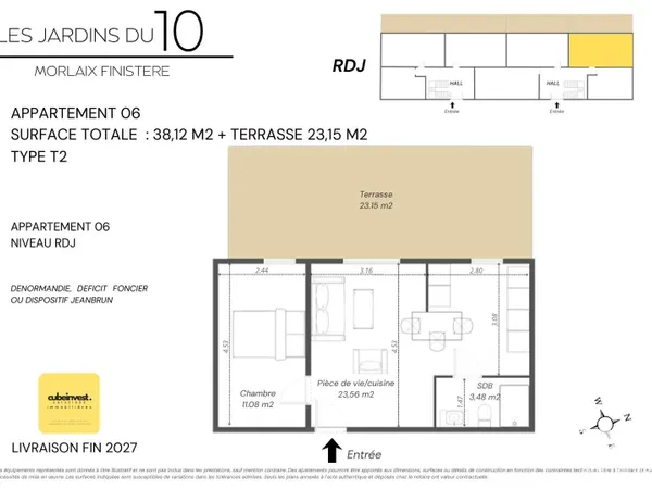 Appartement 2 pièces 38 m²
