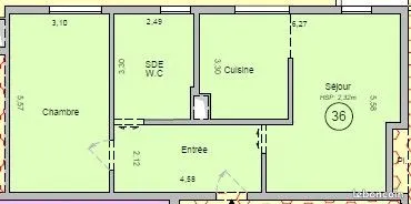 Appartement 2 pièces 64 m²