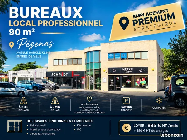 BUREAUX 90 m² - EMPLACEMENT PREMIUM PÉZENAS