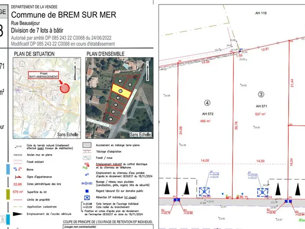 Terrain 537 m² BREM SUR MER