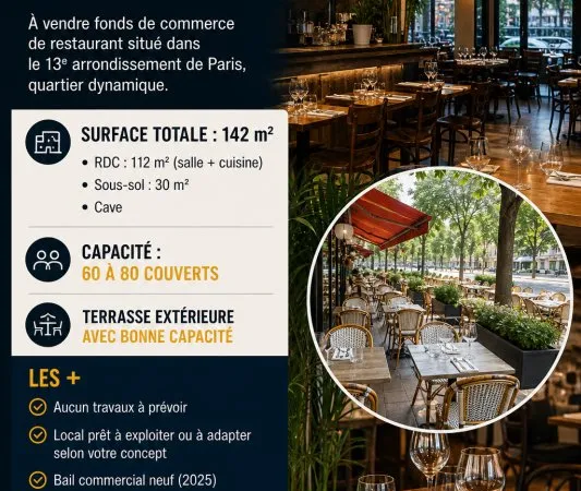 Fonds de commerce 142 m²