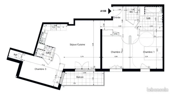 Appartement . 4 pièces . 77.07m²