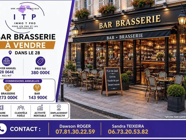 MAGNIFIQUE BAR BRASSERIE DANS LA PERIPHERIE DE CHARTRES (28)