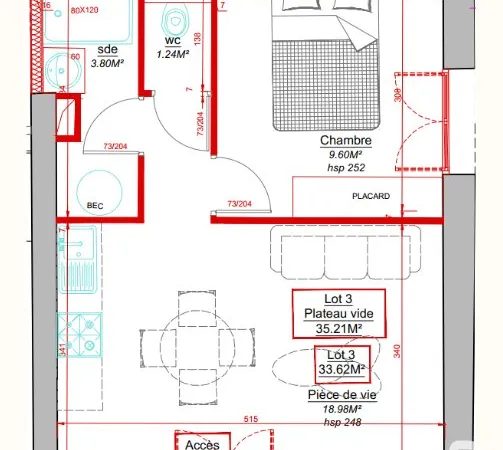 Appartement 1 pièce 35 m²