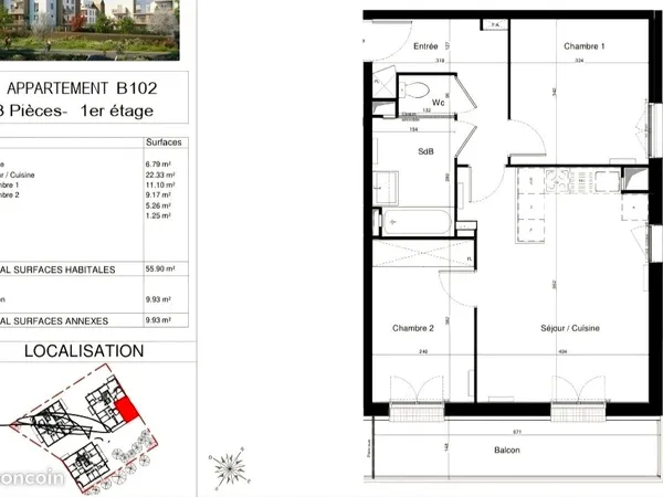 À VENDRE - Appartement 3 pièces neuf avec balcon et parking à Chevilly-Larue