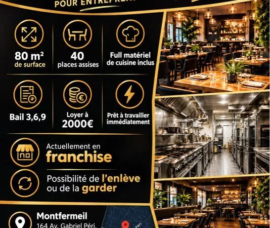Restaurant clé en main à vendre - Montfermeil