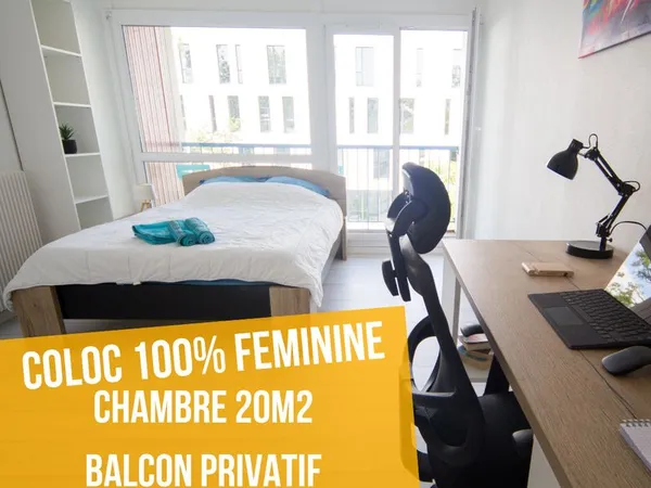 Colocation féminine* Chambre avec salle de bain et balcon privatif