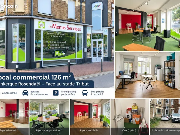 Local commercial 126 m² - Face au stade Tribut - Grande vitrine - Parkings