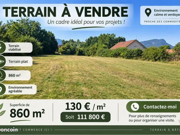 Belle parcelle viabilisée de 860 m² - Terrain plat